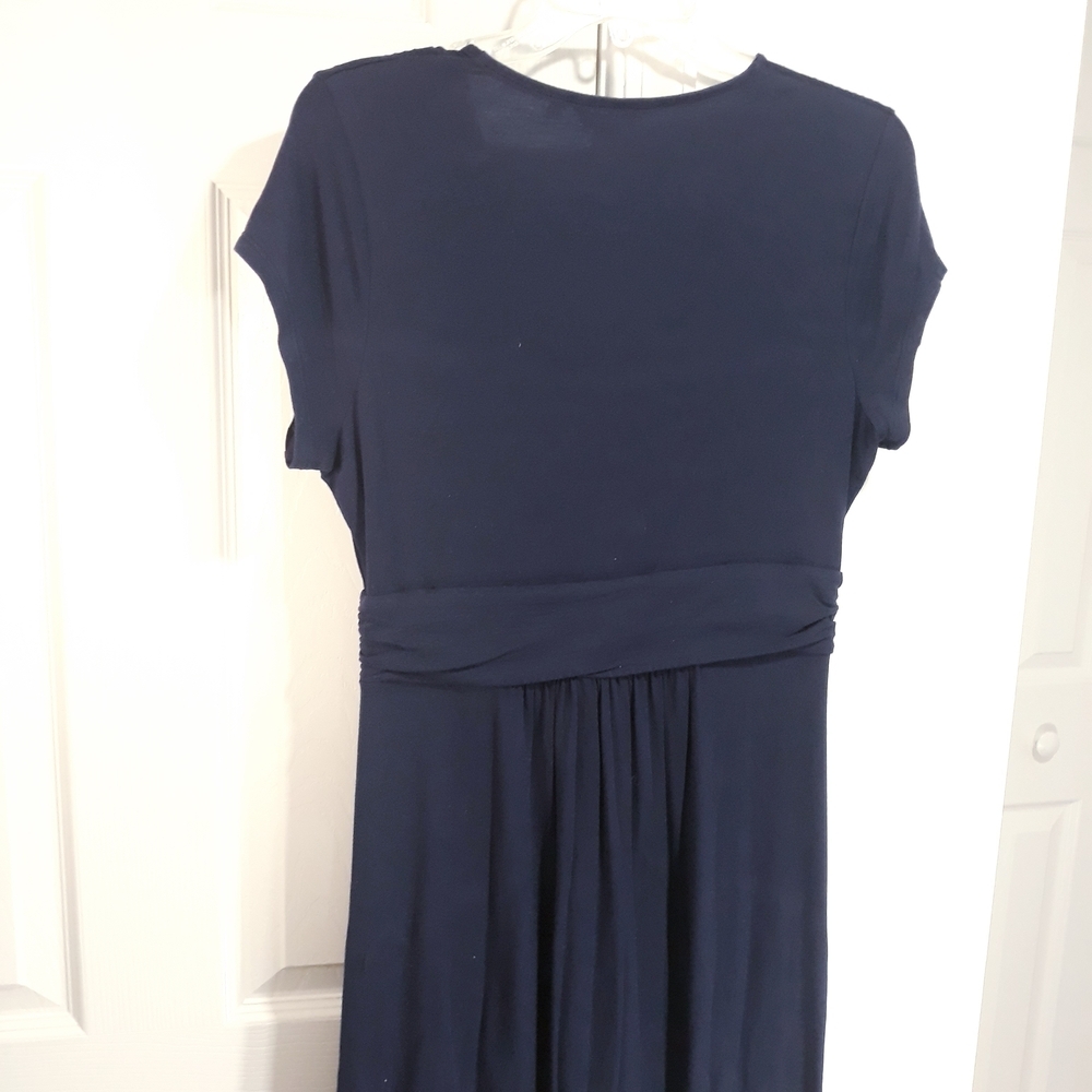 Boden Navy Wrap Midi Dress Short Sleeve Lightweight Size 10 Petite - Picture 9 of 13